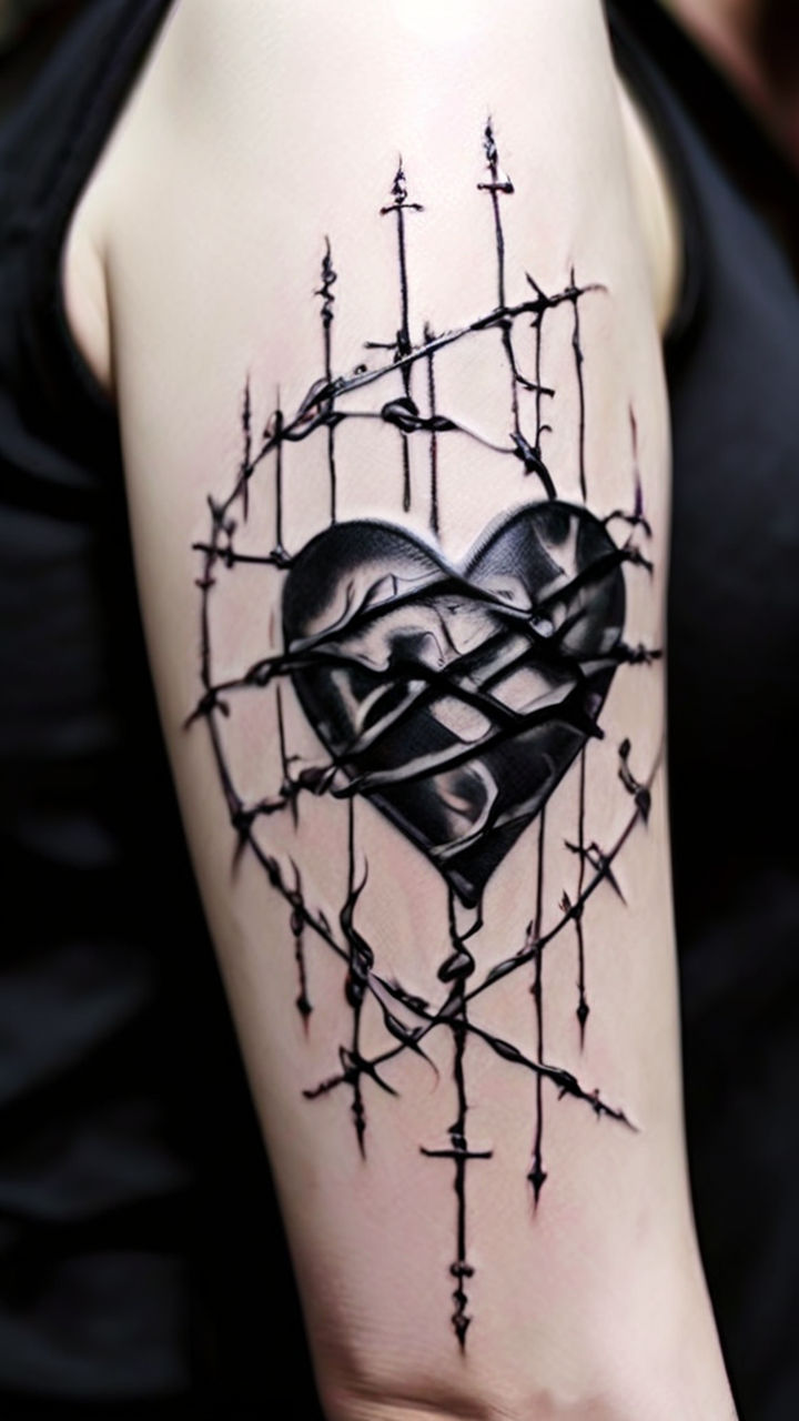 Heart and Wire Tattoo